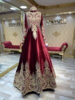 elmas bordo kınalık kaftan tesettür - VznModa Elmas-bordo-gold-helen-tesettur-kaftan-kina-abiye-elbise