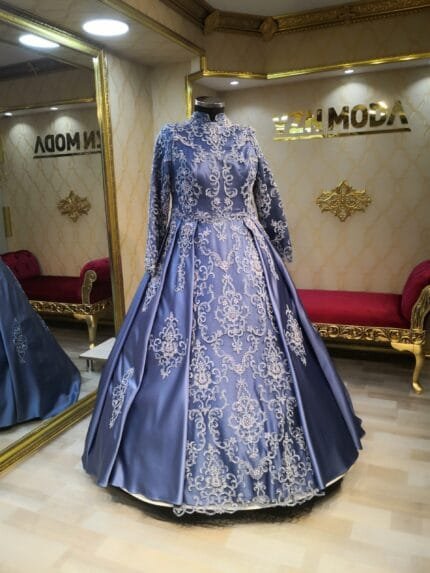 betülabetül-saten-tesettür-nişanlık-büyük-beden-dantel-indigo-mavi - VznModa betül-saten-tesettür-nişanlık-büyük-beden-dantel-indigo-mavi