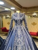 betül-indigo-mavi-tesettür-nişanlık-saten-a-kesim - VznModa betül-indigo-mavi-tesettür-nişanlık-saten-a-kesim