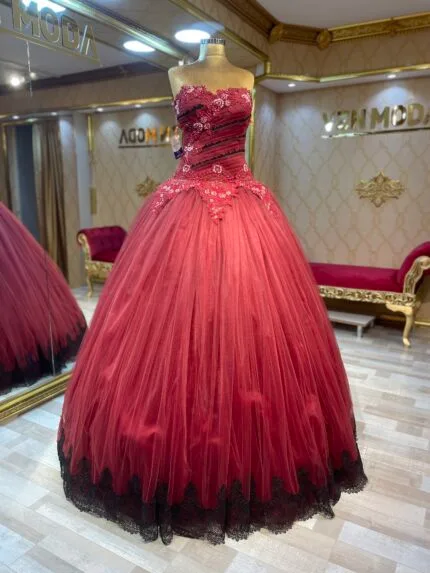 Damla-bordo-prenses-nisan-kina-abiye-elbise-dantel