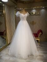 iclal model transparan helen gelinlik - VznModa iclal-helen-gelinlik-askılı-straplez-hayal-tül-transparan