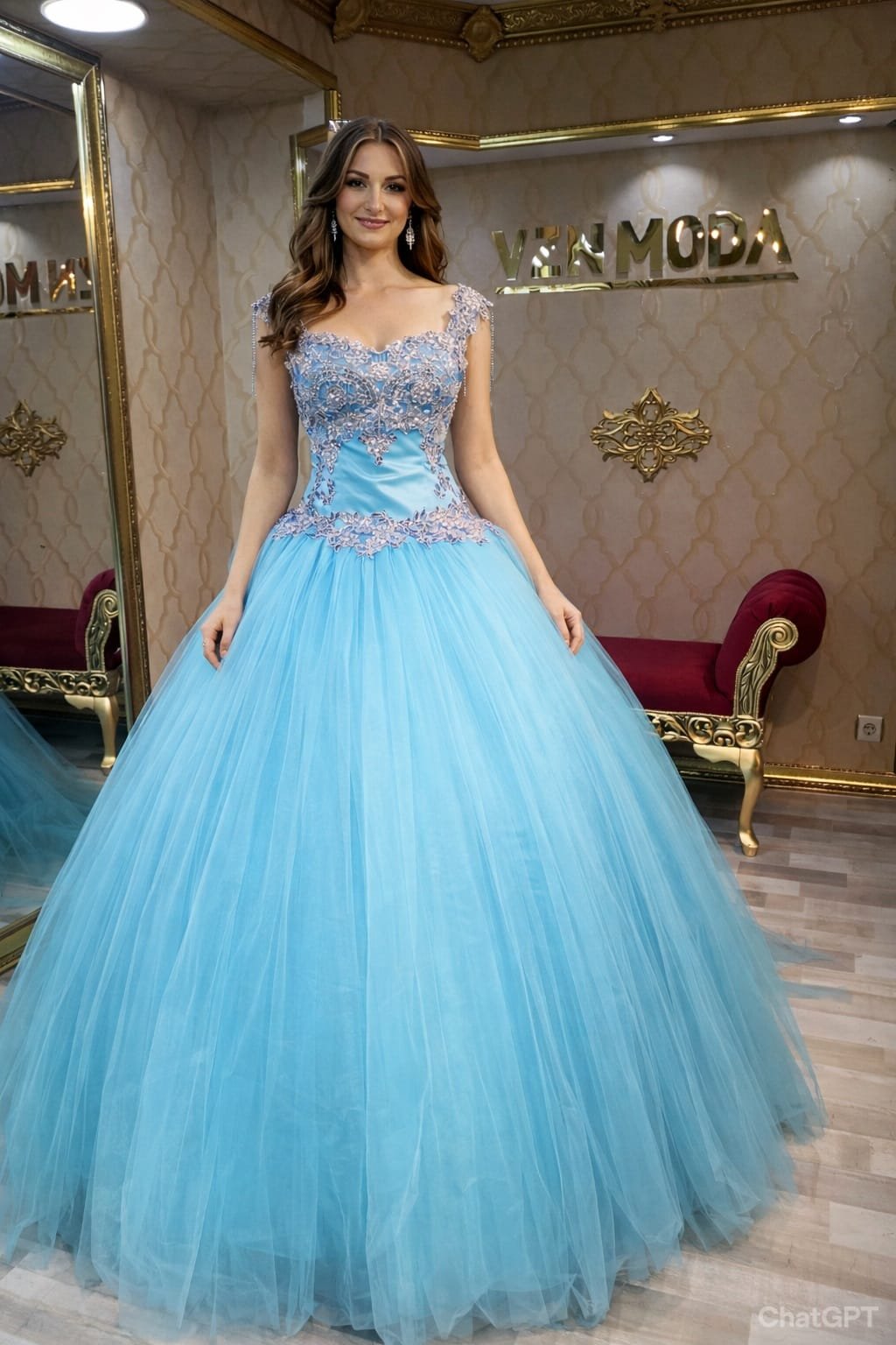 Melis mavi prenses nişan abiye elbise dantel askılı - VznModa Melis-mavi-prenses-nisan-abiye-elbise-dantel-askili