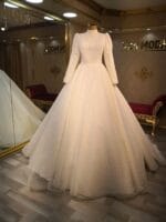 Firuze tesettür gelinlik a kesim - VznModa firuze-tesettür-gelinlik-simli-kumaş-a-kesim