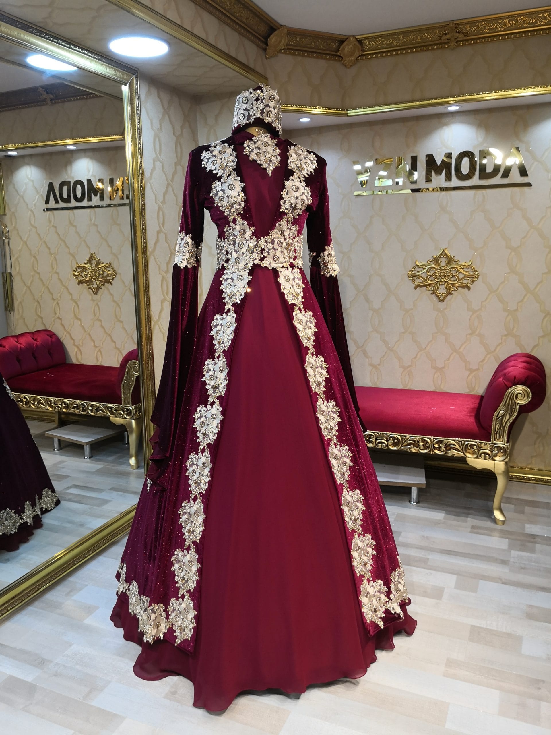 gamze bordo kaftan kınalık abiye elbise - VznModa kaftan-kınalık-bordo-helen-abiye-elbise
