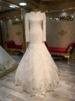 Ayça Tesettür Gelinlik Balık Dantelli Korse beden - VznModa ayça-tesettür-balık-gelinlik-dantel-düğün-nikah