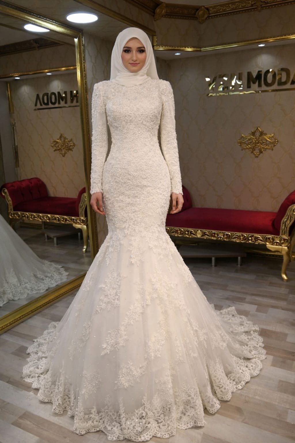 Ayça Tesettür Gelinlik Balık Dantelli Korse bedena - VznModa Ayca-Tesettur-Gelinlik-Balik-Dantelli-Korse-beden