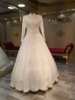 aksu tesettür gelinlik pileli - VznModa aksu-tesettür-gelinlik-akesim-dantelli