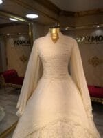 Akay-Tesettur-Gelinlik-A-kesim-dantelli-sifon - VznModa Akay-Tesettur-Gelinlik-A-kesim-dantelli-sifon