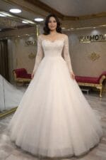 Büşra Gelinlik Hayal Tül A kesim Kollu Dantellii - VznModa Busra-Gelinlik-Hayal-Tul-A-kesim-Kollu-Dantelli