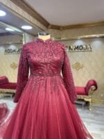 Deniz-bordo-tesettur-nisan-kina-abiye-elbise-buyuk-bedenn
