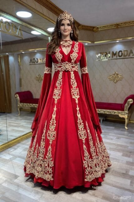 Filiz-kaftan-kina-abiye-elbise-kirmizi-gold-helen-bindalli