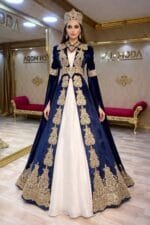 Gülfem lacivert gold dantel kaftan kına abiye elbise helen - VznModa Gulfem-lacivert-gold-dantel-kaftan-kina-abiye-elbise-helen