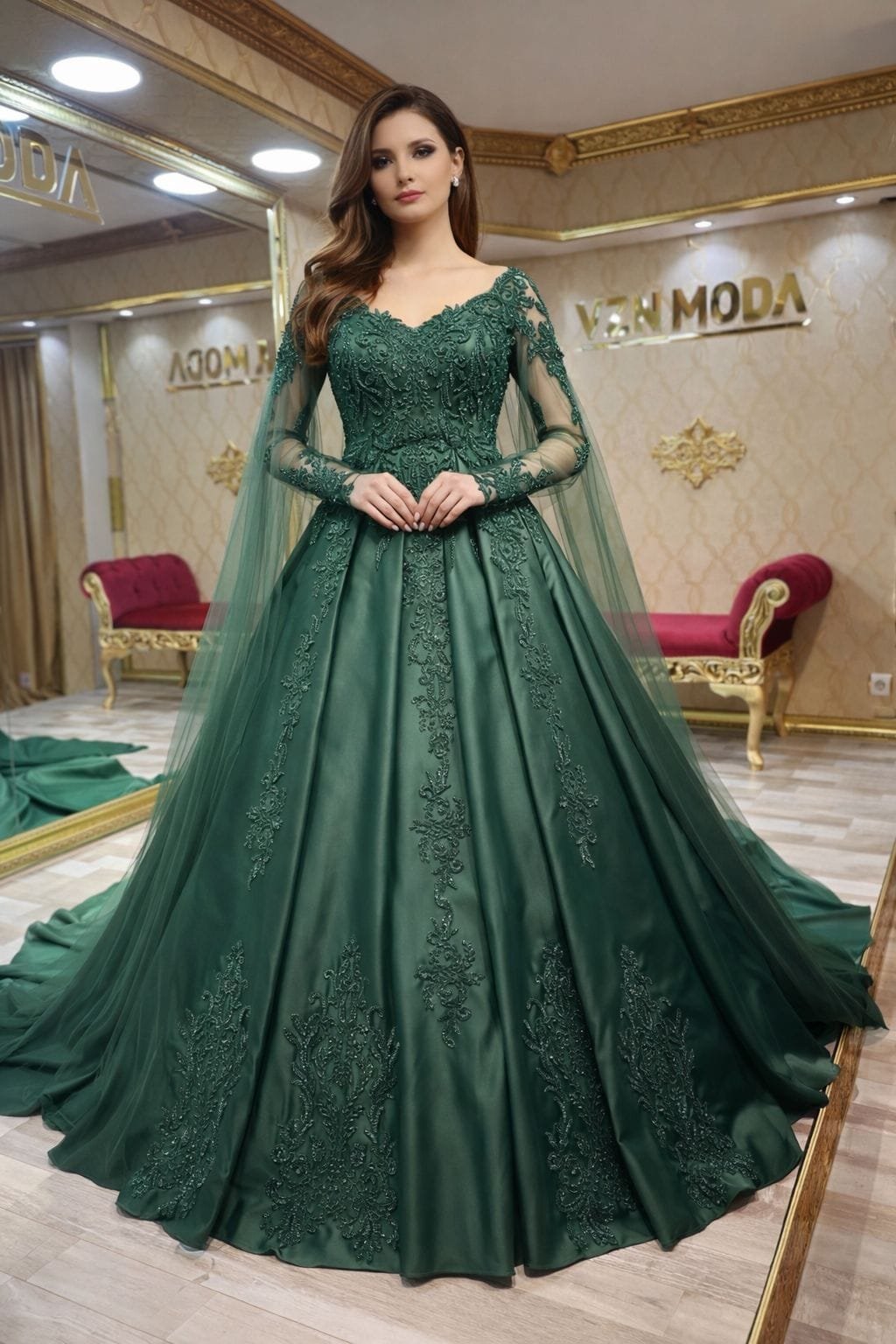 Rafia zümrüt yeşili nişan kına abiye elbise büyük beden a kesim - VznModa Rafia-zumrut-yesili-nisan-kina-abiye-elbise-buyuk-beden-a-kesim