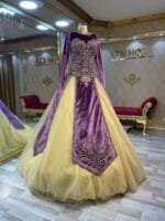 yankı-mürdüm-gold-tesettür-kına-abiye-elbise-a-kesim-işlemeli - VznModa yankı-mürdüm-gold-tesettür-kına-abiye-elbise-a-kesim-işlemeli