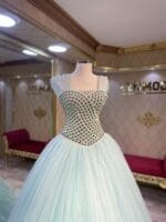 Ceyda-nisan-abiye-elbise-su-yesil-tasli-prenses-islemeli - VznModa Ceyda-nisan-abiye-elbise-su-yesil-tasli-prenses-islemeli