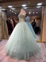 Ceyda-nisan-abiye-elbise-su-yesil-tasli-prenses-islemeli - VznModa Ceyda-nisan-abiye-elbise-su-yesil-tasli-prenses-islemeli