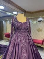 Selena-Buyuk-Beden-Kollu-A-kesim-Islemeli-Dantel-Nisan-Kina-Abiye-Elbise - VznModa Selena-Buyuk-Beden-Kollu-A-kesim-Islemeli-Dantel-Nisan-Kina-Abiye-Elbise