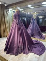 Selena-Buyuk-Beden-Kollu-A-kesim-Islemeli-Dantel-Nisan-Kina-Abiye-Elbise - VznModa Selena-Buyuk-Beden-Kollu-A-kesim-Islemeli-Dantel-Nisan-Kina-Abiye-Elbise