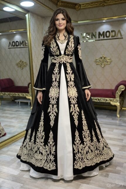 Filiz-siyah-gold-dantel-kaftan-kina-abiye-elbise-helen-bindalli