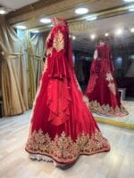 Güzelay kınalık kaftan kırmızı - VznModa kırmızı-tesettür-kaftan-kınalık-abiye-elbise-kına-dantel-helen