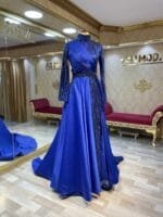 gökçe tesettür nişanlık abiye elbise saks mavi - VznModa gökçe-saks-mavi-tesettür-nişanlık-abiye-elbise