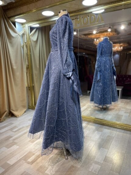 hayat-model-indigo-mavi-prenses-abiye-elbise-tesettür