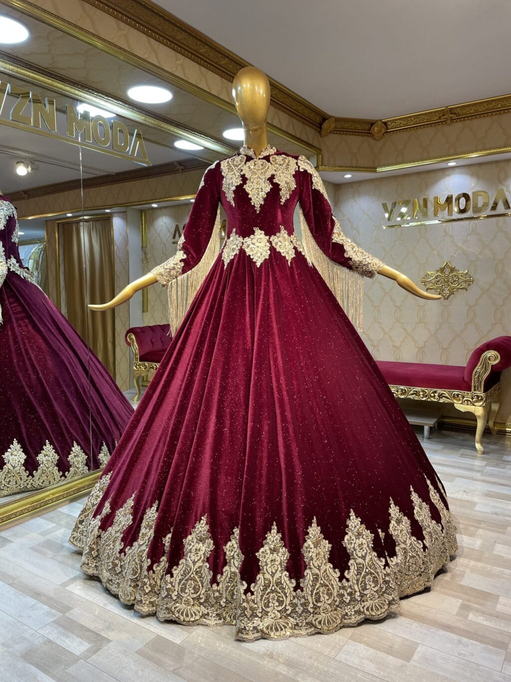 sultan-bordo-kınalık-tesettür-a-kesim-gold-dantel - VznModa sultan-bordo-kınalık-tesettür-a-kesim-gold-dantel