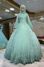 Didem mint yeşili prenses nişan abiye elbise kabarık dantel - VznModa Didem-mint-yesili-prenses-nisan-abiye-elbise-kabarik-dantel
