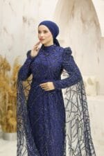lacivert-tesettür-abiye-elbise-söz-nişan-kına-düğün