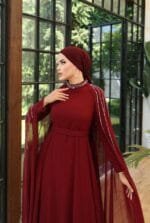 lina-bordo-tesettür-şifon-taşlı-pelerinli-abiye-elbise - VznModa lina-bordo-tesettür-şifon-taşlı-pelerinli-abiye-elbise