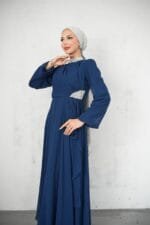 Cangül Modela tesettur-silver-sifon-abiye-lacivertlp--a87a- - VznModa tesettür-abiye-lacivert-düğün-nişan-kına