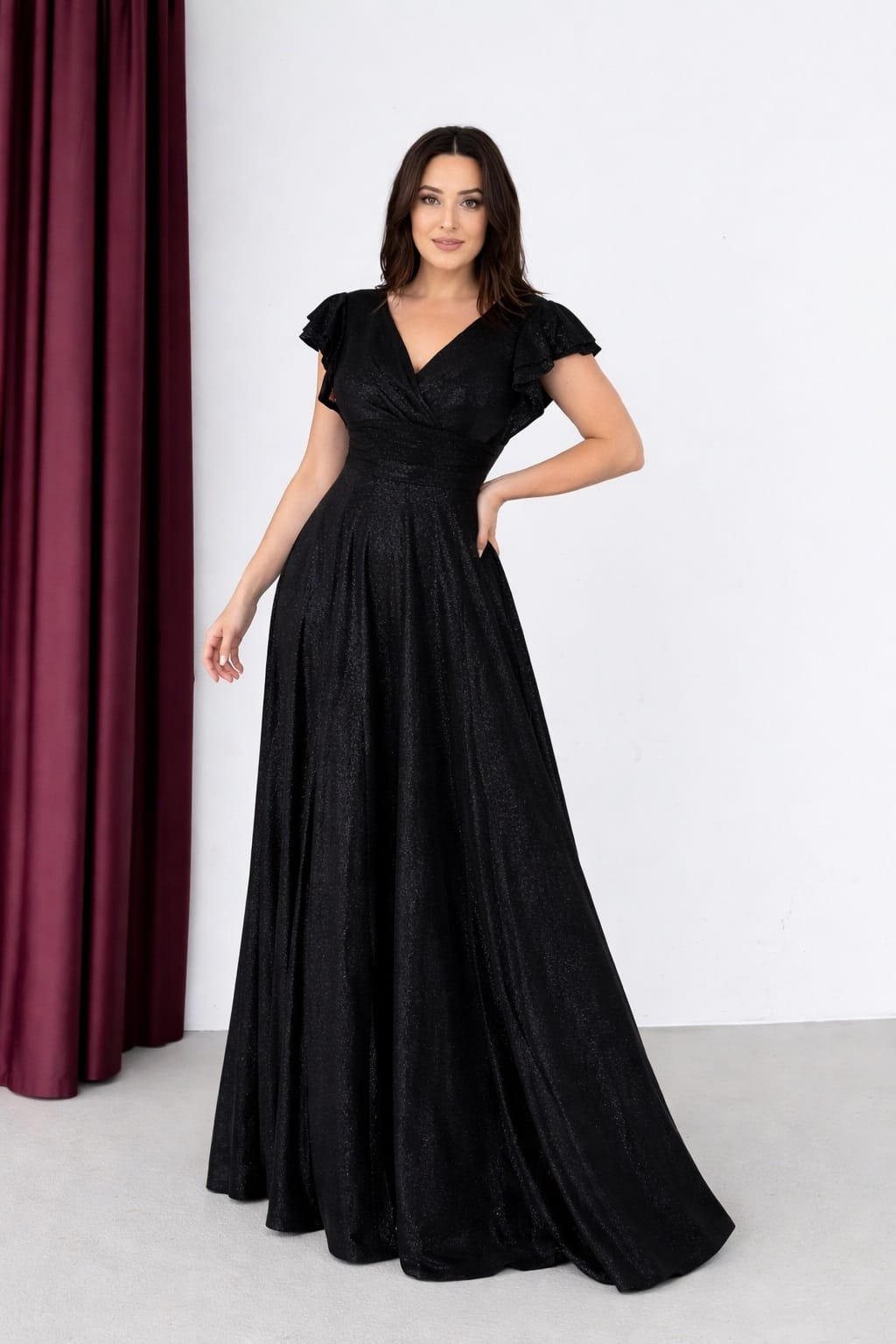 Hediye siyah simli büyük beden abiye elbise - VznModa Hediye-siyah-simli-buyuk-beden-abiye-elbise