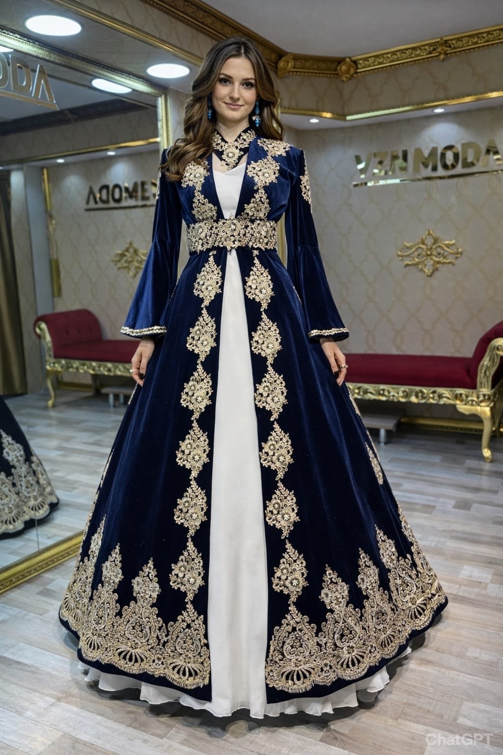 Gözde lacivert gold kaftan kına abiye elbise helen dantel - VznModa Gozde-lacivert-gold-kaftan-kina-abiye-elbise-helen-dantel