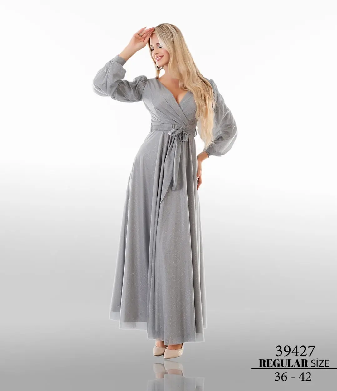 Lamia Gri-39427-Normal-Maxi-Uzun-Kol-Simli-Tul-Dugun-Kina-Mezuniyet - VznModa Lamia-Gri-39427-Normal-Maxi-Uzun-Kol-Simli-Tul-Dugun-Kina-Mezuniyet