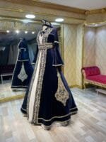 lacivert-kaftan-kınalık-işlemeli-abiye-elbise-bindallı