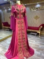 Zeren Fuşya işlemeli saten kaftan kına abiye elbise - VznModa Zeren-Fusya-islemeli-saten-kaftan-kina-abiye-elbise
