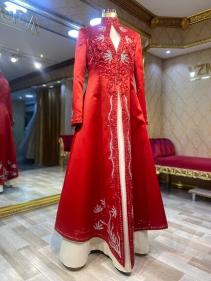 Zeycan-kirmizi-beyaz-saten-kaftan-abiye-elbise